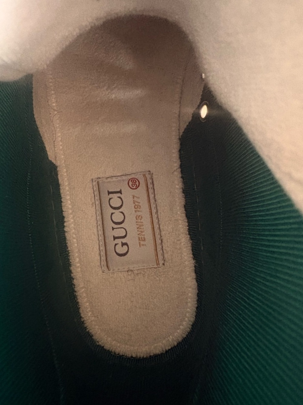 Gucci Women Beige GG Canvas High-Top Sneakers with Green and Red Trim - Picture 8 of 10